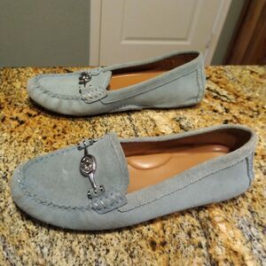 Women’s COACH Arlene Shoes Flat Loafers Calf Suede Sea Sand Blue Size 7B